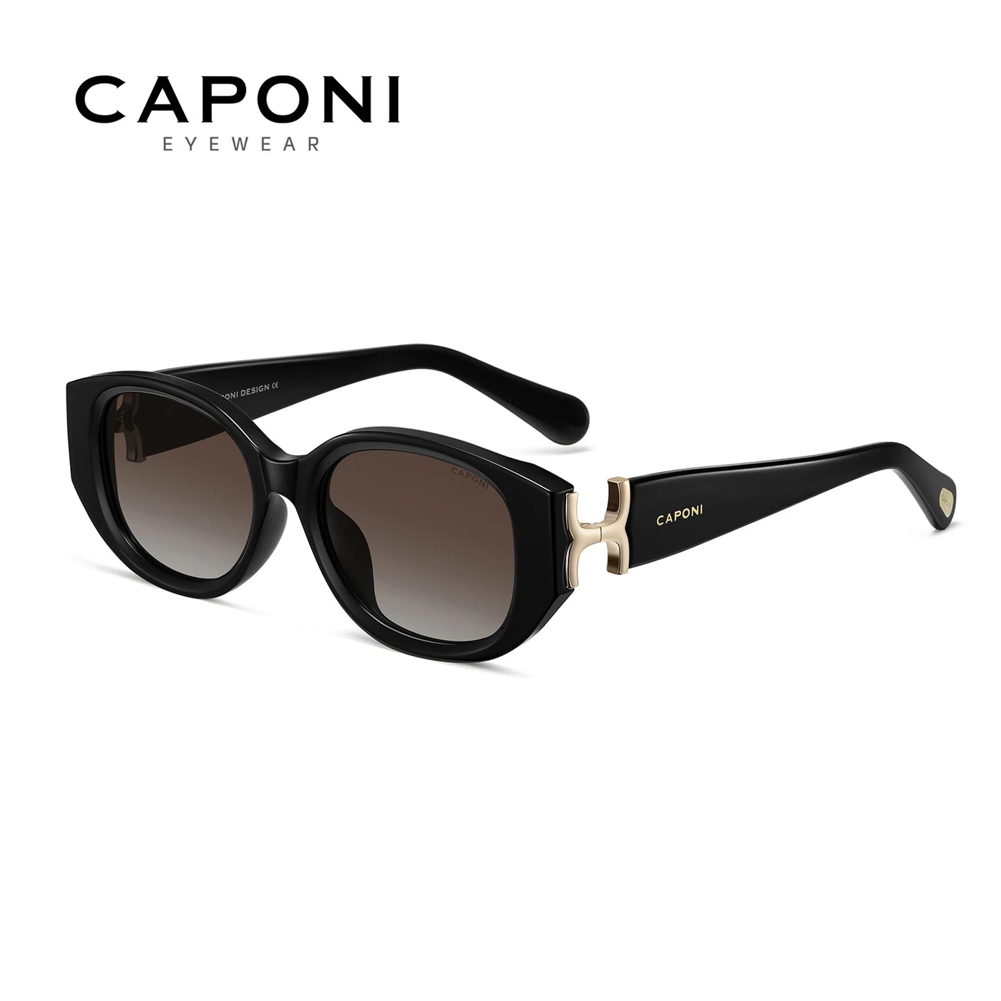 CAPONI New Polarized Women Sunglasses Fshion Luxury Acetate Outdoor Original Design Eyewear UV400 Protection Brown Shade CP36023