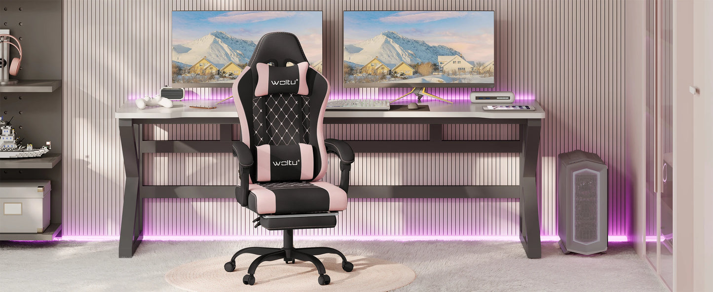WOLTU sukamoji kompiuterio kėdė su masažo funkcija, ergonominė biuro kėdė su pagalvėle ir pakoju, reguliuojamo aukščio gaming kėdė