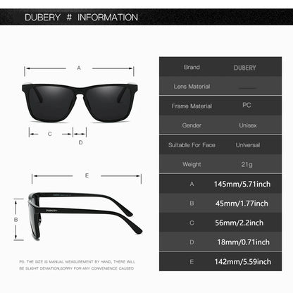 DUBERY Full Rim Polarized Fashion Sunglasses For Men And Women 14 Colors Model 108