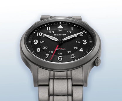 BERNY Full Titanium Watches for Men Outdoor Quartz Men's Field Wristwatch VH31 Super Luminous Sapphire Easy Read Watch