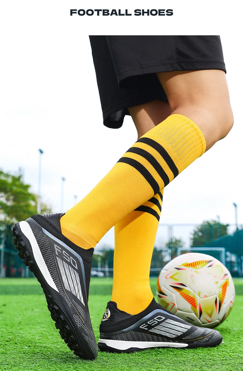 Men Football Boots Futsal Ultralight Soccer Shoes Training TF Match Long Spikes Breathable Indoor Sneakers Cleats Drop Shipping
