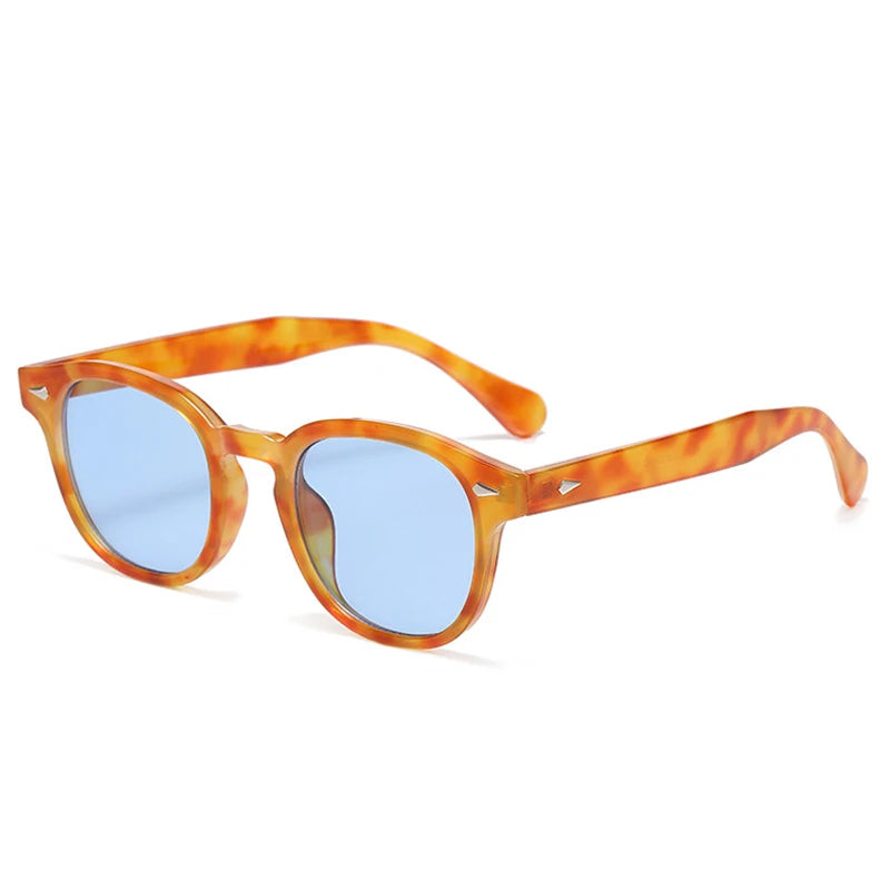 JNPCXI Quality New Retro Round Sunglasses Women Fashion Rivets Decoration Shades UV400 Men Punk Leopard Sun Glasses