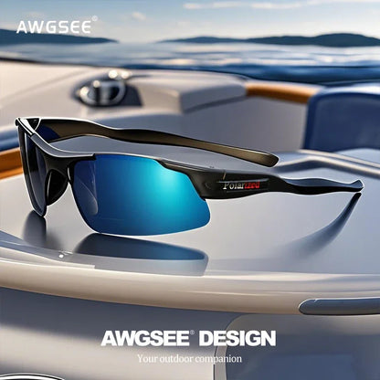Men's Semi-Rim Polarized Sports Glasses - Matte Durable Frame & HD Coated Lenses for Golf/Fishing/Travel/Daily Use