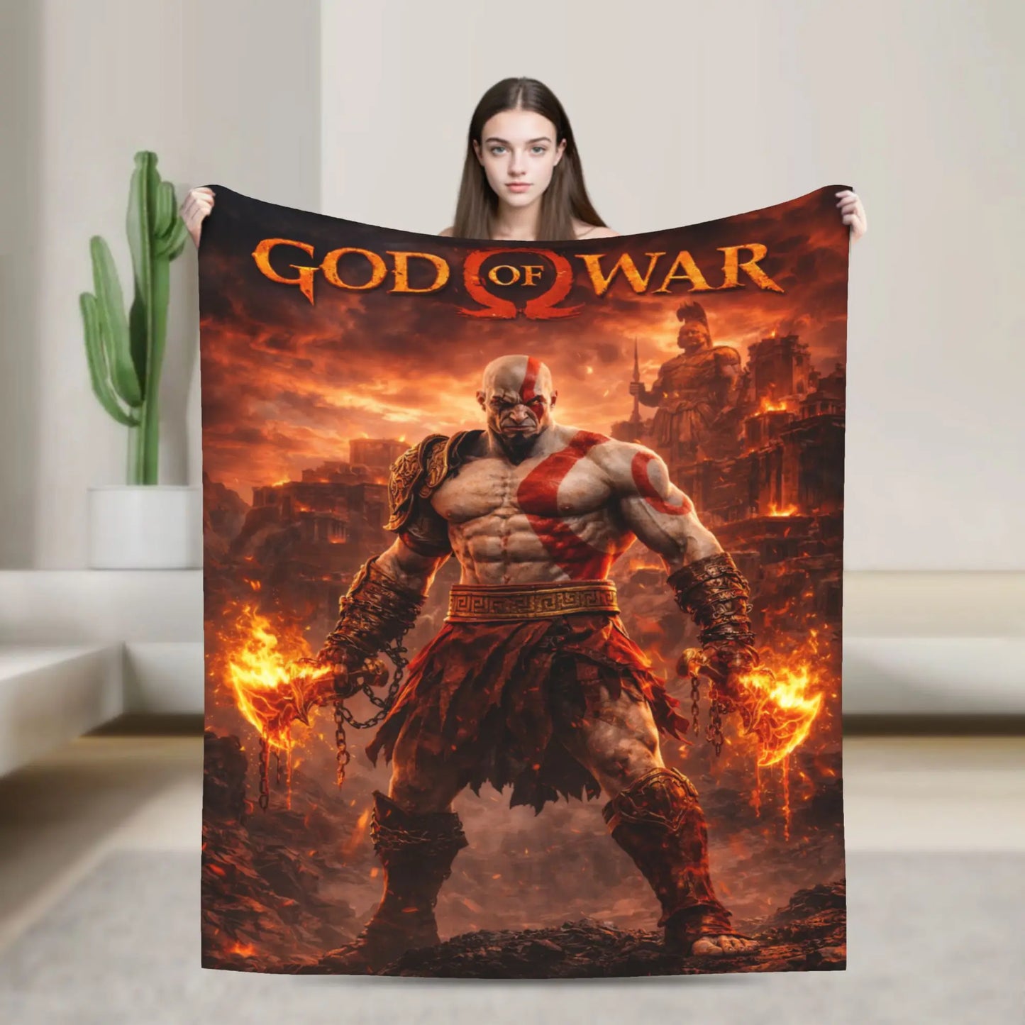 God of War Game Gamers Kratos Blanket  Soft Warm Funny Plush Throw Blanket For Home Decor Travel Flannel Bedspread Bed Cover