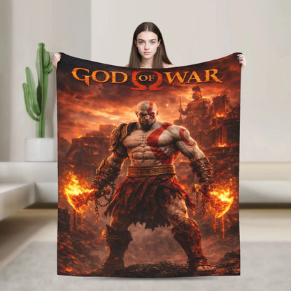God of War Game Gamers Kratos Blanket  Decorative Flannel Bedding Throws For Couch Chair Sofa Bed Soft Bedspread Gift Idea