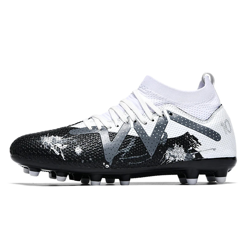AG/FG Long Studs Soccer Shoes, PU Fabric Mixed Upper, TPU Sole Wear-Resistant Anti-Slip, Men Women Kids Youth Outdoor Sports