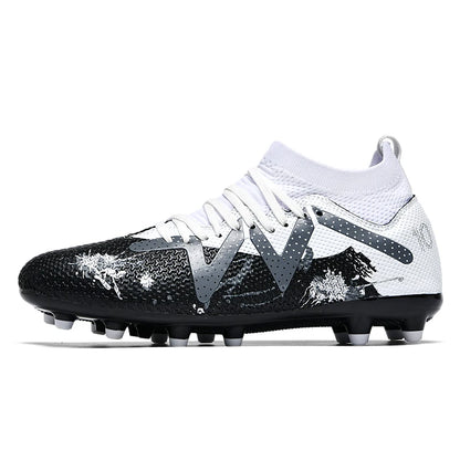 AG/FG Long Studs Soccer Shoes, PU Fabric Mixed Upper, TPU Sole Wear-Resistant Anti-Slip, Men Women Kids Youth Outdoor Sports