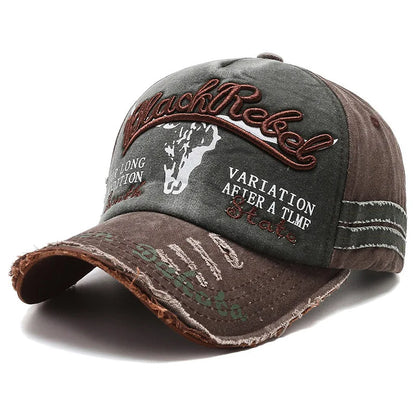 Vintage Embroidery Letter Bull Washed Baseball Cap, Retro Sun Hat for Men Women, Casual Hip Hop Peak Cap