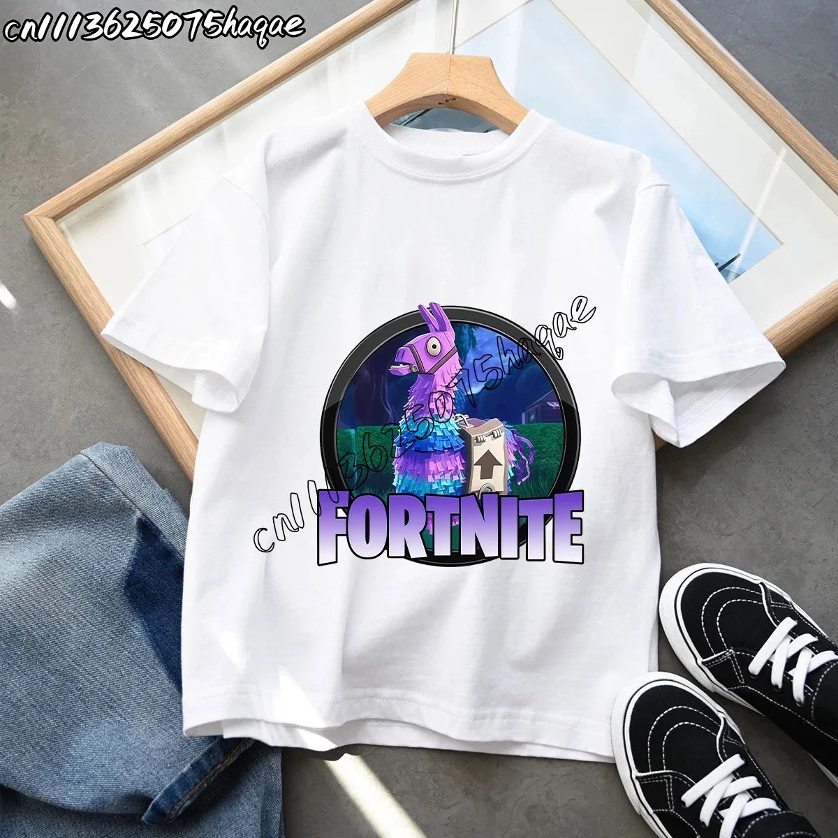 T-shirts Infantis Fortnite Novidade de Verão, T-shirt com Figura de Desenho Animado, Estampado Gráfico, Casual e Desportivo, Manga Curta, Tops Desportivos para Criança, Roupa para Rapazes