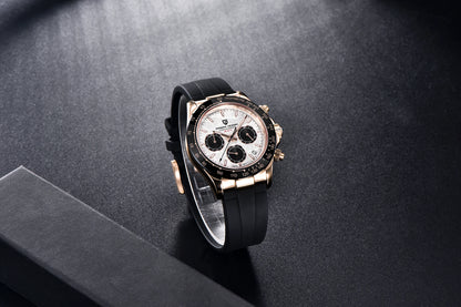 PAGANI DESIGN New Gold Blue Luxury Quartz Watch For Men Gift Box VK63 Movt Chronograph Sapphire Crystal Stainless Steel Watch
