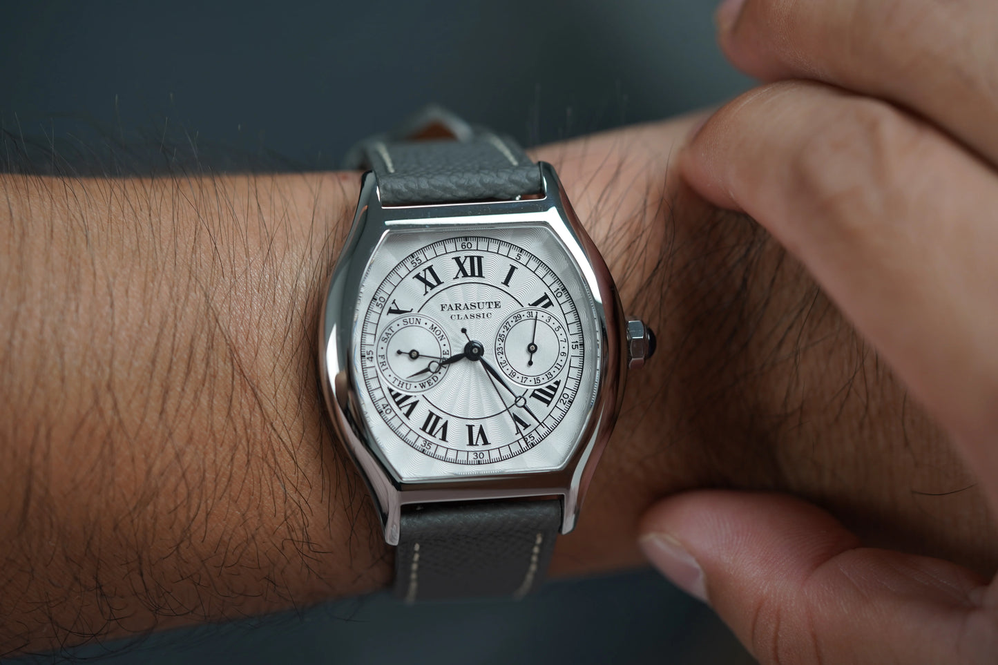 FARASUTE 36mm Luxury Retro Men Quartz Watch VH64 Movement Stainless Steel Sports Fashion Sapphire Glass Waterproof Watch Relogio