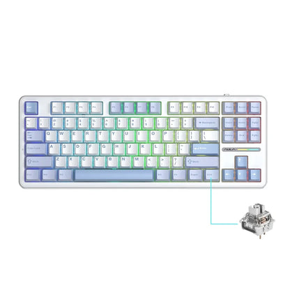 Teclado Mecânico AULA F87 Pro 2.4g/USB/Bluetooth sem fios trimodo, 87 teclas, RGB, PBT, estrutura gasket, 5 camadas de isolamento acústico, teclas completas sem impacto