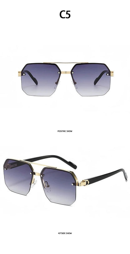 2026New Man Woman Sun Glasses Fashion Versatile UV400 Sunglasses High Quality Half-Frame Shades Unisex Double Beam Design Sunnie