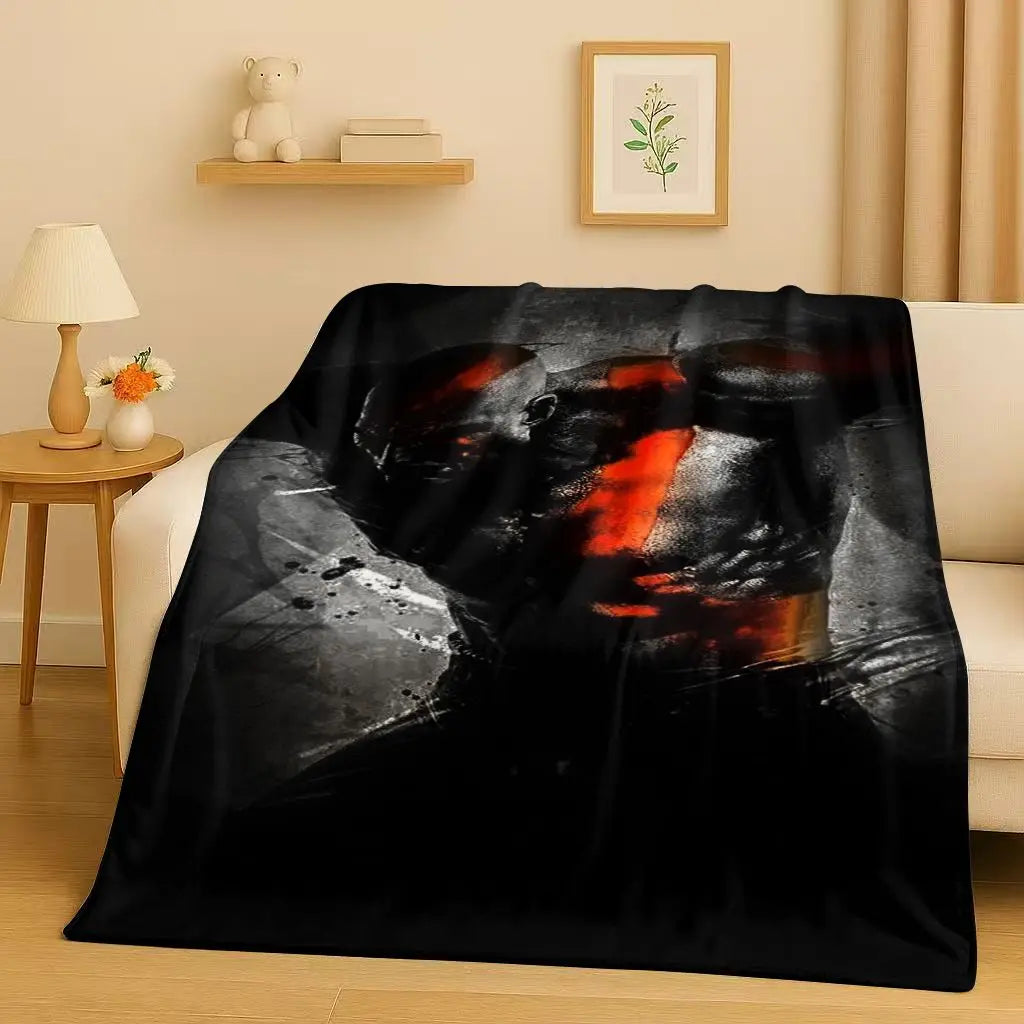 HD Kratos God of War Games Cartoon Gamer Flannel Blanket,Ultra Soft Warm Plush Throw for Home Bedroom Bed Sofa Cover Picnic Kids