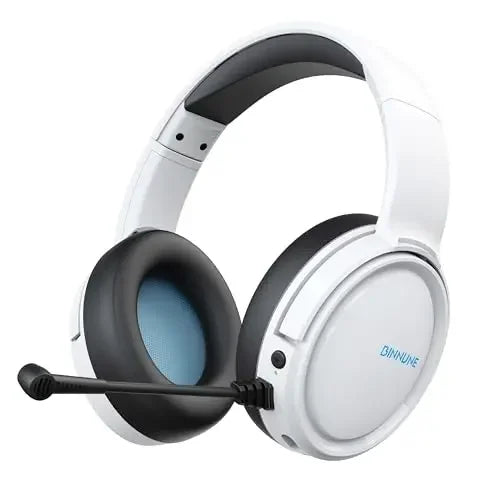 Casque de jeu sans fil BINNUNE avec micro, léger, circum-auriculaire, faible latence, Bluetooth, micro à réduction de bruit