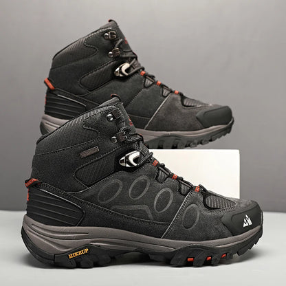 HIKEUP-Bottes de randonnée en daim pour hommes, chaussures de plein air à lacets, bottes de sport chaudes, chaussures de trekking décontractées, non ald, haut, hiver