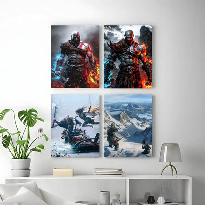 Dark Fantasy G-God of War Poster  Self-adhesive Art Waterproof Paper Sticker Coffee House Bar Room Wall Decor