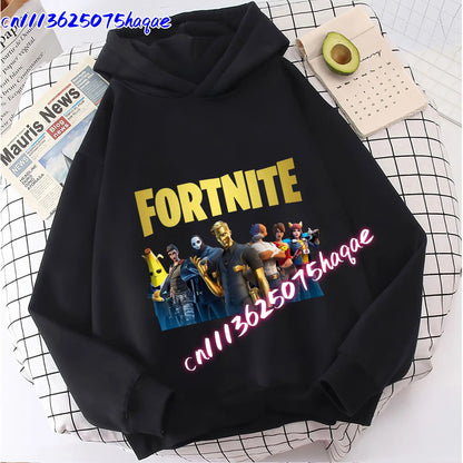 Nova dječja majica s kapuljačom Fortnites s printom crtanog lika iz igre, jesenska ležerna gornja odjeća za djecu, zimska odjeća za dječake