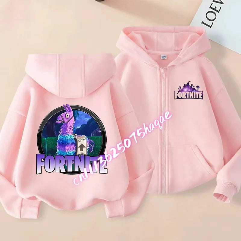 Nowa dziecięca bluza z kapturem Fortnites na zamek, kreskówkowa anime, casualowa i oddychająca kurtka dla chłopców, odzież dziecięca na wiosnę 2026