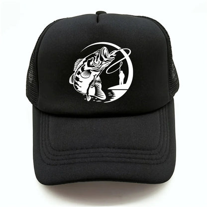 Fiske-skelett-trucker-keps, sommar, herr, cool fiskarkeps, basebollkeps, unisex, utomhus, nätkepsar, MZ-238