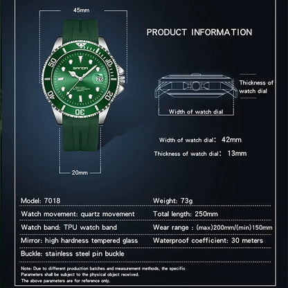 SANDA 7018 Hot Sell Men Quatrz Watch Sport Mens Watches Top Brand Luxury Waterproof Silicone Quartz Clock Men Relogio Masculino