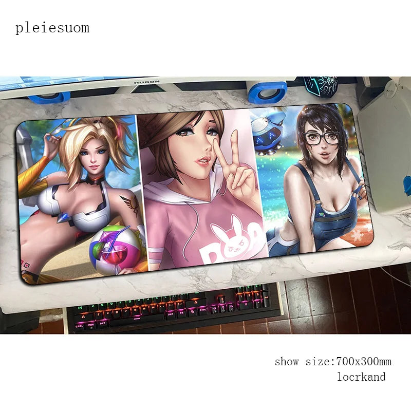 Mousepad gaming Overwatch με εκτύπωση HD 900x400x3mm, επιφάνεια για ποντίκι gamer για γραφείο υπολογιστή, οικονομικό mousemat για notebook και PC