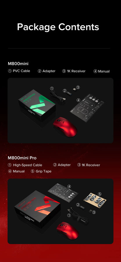 Delux M800mini vezeték nélküli gaming egér, 46g könnyű kivitel, PAW3395/PAW3311, 1KHz lekérdezési frekvencia kis és közepes kezű PC-játékosoknak