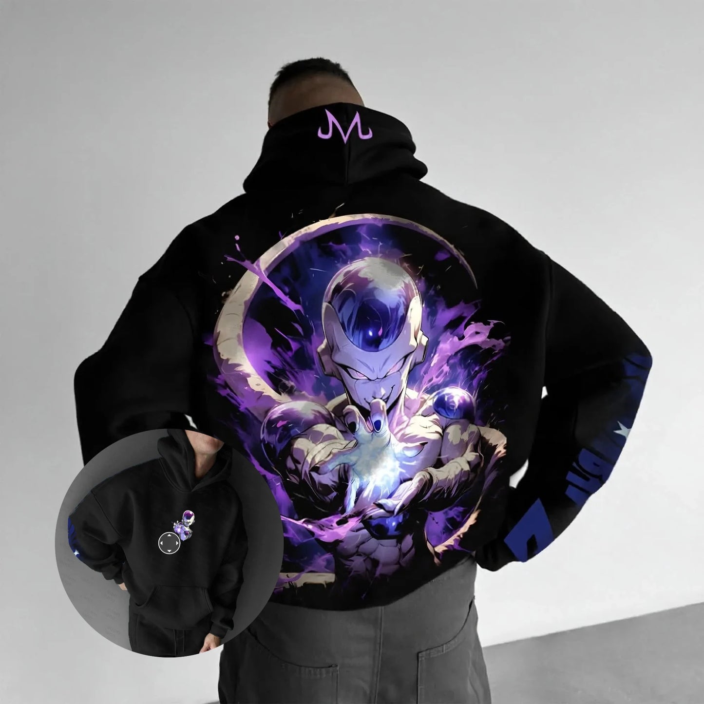Φούτερ Dragon Ball Frieza με κουκούλα, unisex, streetwear casual pullover hoodie με graphic print, ανοιξιάτικο και φθινοπωρινό fashion top
