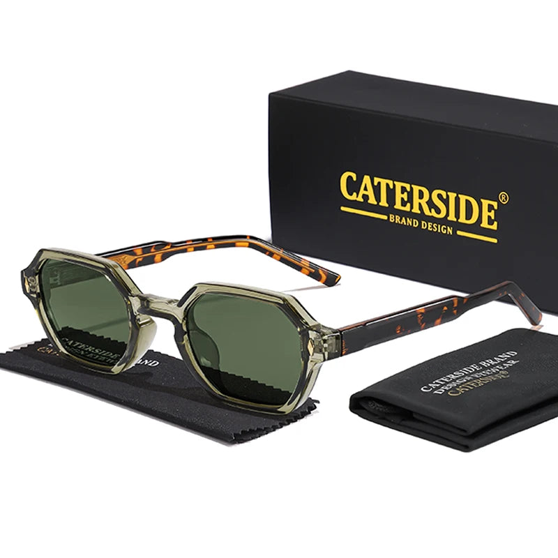 CATERDIDE Retro Polygonal Men Sunglasses Personalized Design Square Frame Sun Glasses for Women Parties Travel Holidays Glasses