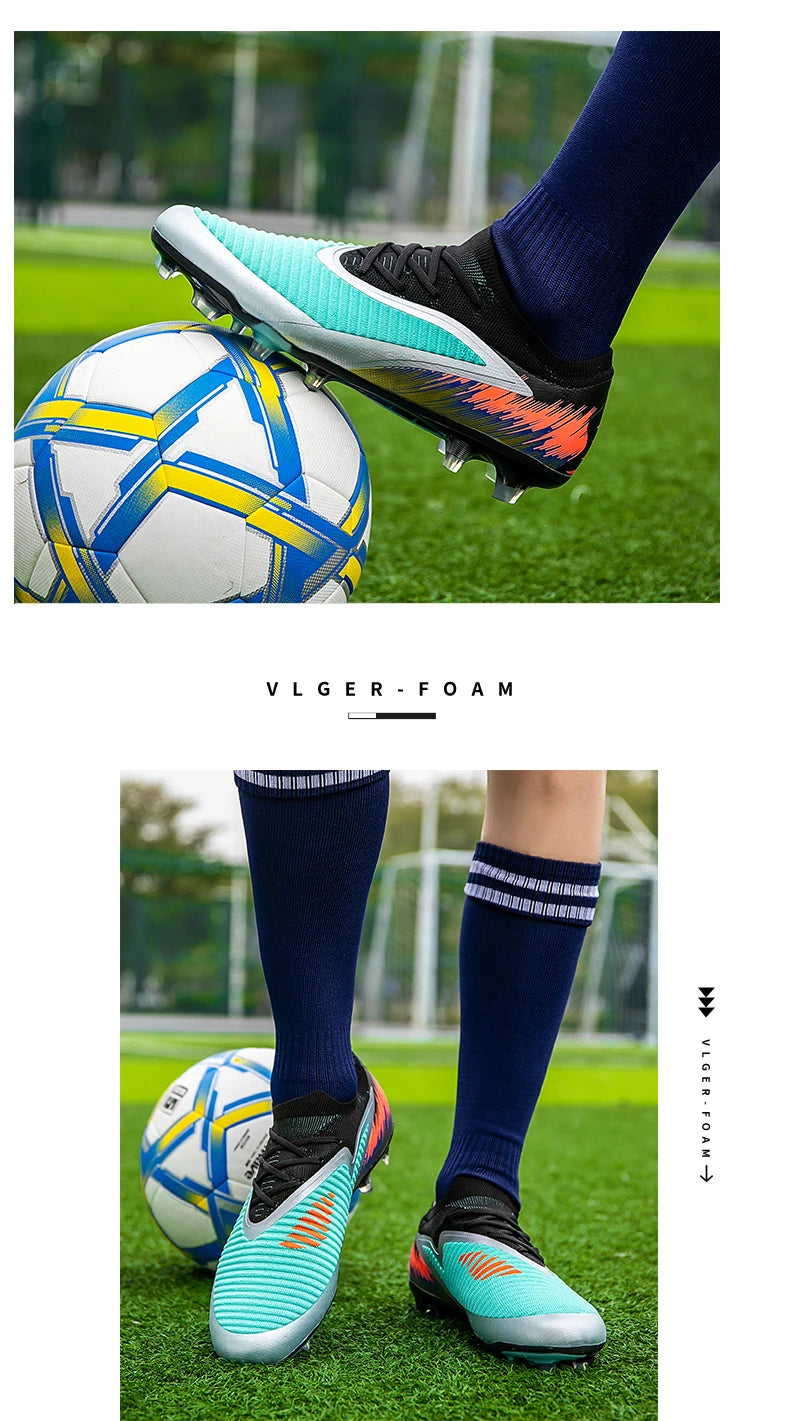New Men Football Boots Shoes Match Training Soccer Shoes Non-Slip Cleats Long Spikes FG Ultralight Outdoor Sneaker Drop Shipping