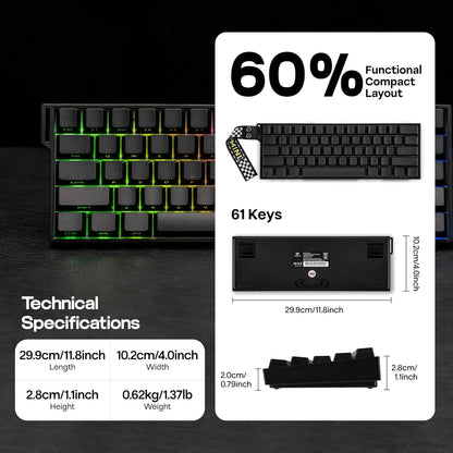 AULA Mini60 HE/Pro/Max 60% Magnetic Switch Keyboard RGB Tri Mode Wireless Mechanical Keyboard 8000Hz 0.01mmRT for Pc Gamer Gifts