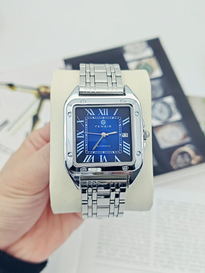 Luxury Square Watch for Men, Calendar Display, Stainless Steel Strap, High-End Luxury Small Square Men's Watch, Stylish Business Casual Versatile Trendy Men's Wristwatch, the Best Gift for Him