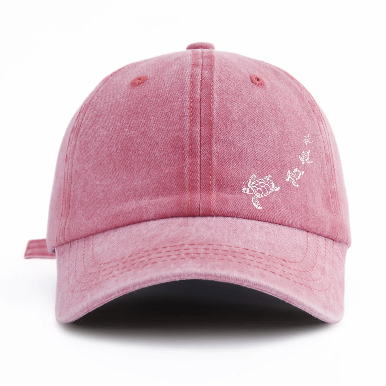 1pc Turtle Print Washed Baseball Cap for Adults,Minimalist Retro Style Casual Soft Adjustable Dad Hat,Perfect As Gift