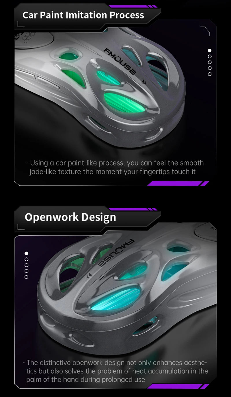 Bezprzewodowa mysz gamingowa 2.4G Tri-Mode RGB, lekka konstrukcja hollow z podświetleniem Chroma, przewodowa/Bluetooth, kontroler myszy e-sportowej