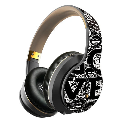 Casque de jeu avec écouteurs Bluetooth, Bluetooth 5.0, son Hi-Fi, haut-parleur de 40 mm, lecteur de carte TF, mode FM, design pliable, câble AUX 3,5 mm.
