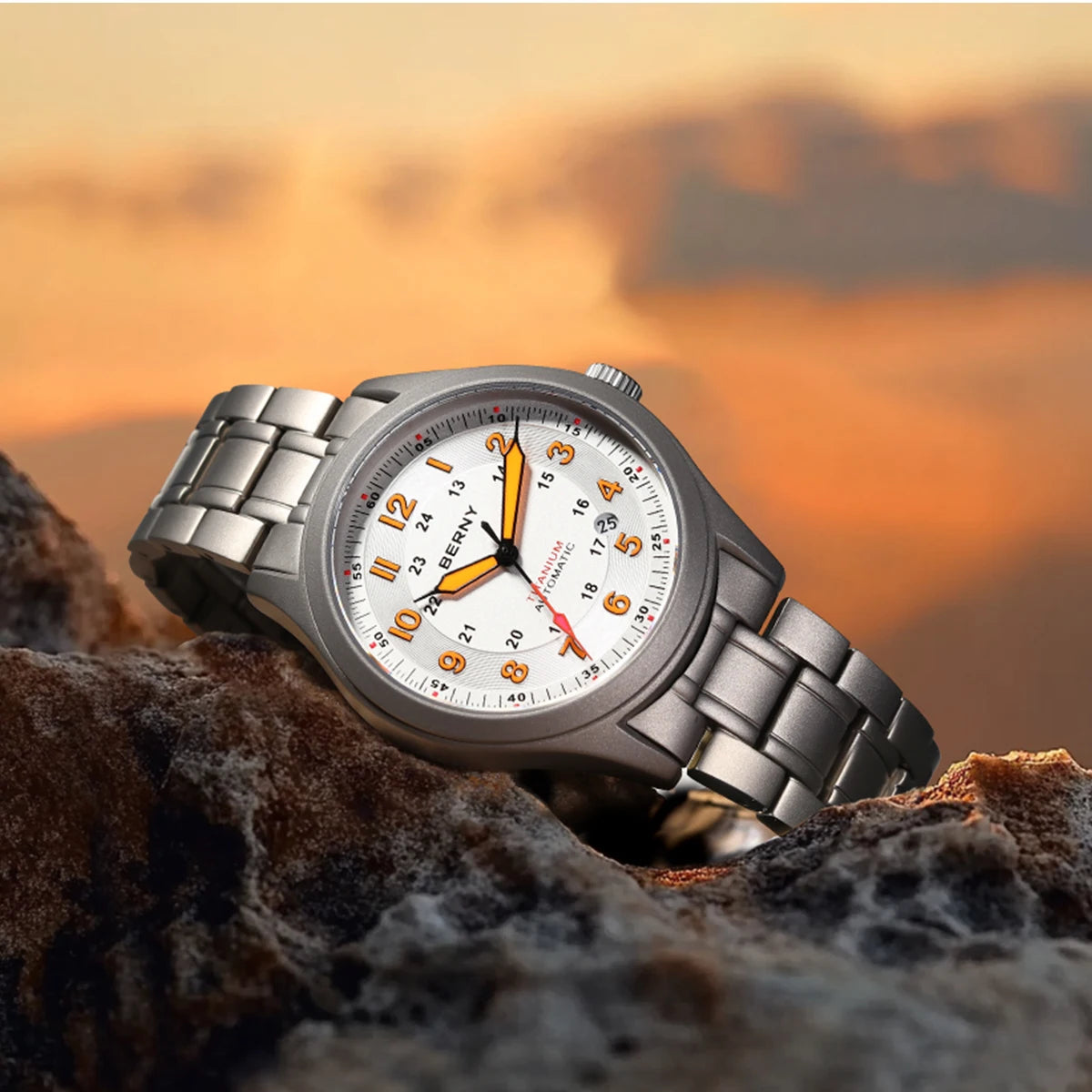 BERNY Titanium Automatic Men's Field Watches Date Sapphire Super Luminous Sports Easy Read Outdoor 10ATM Mechanical Watch