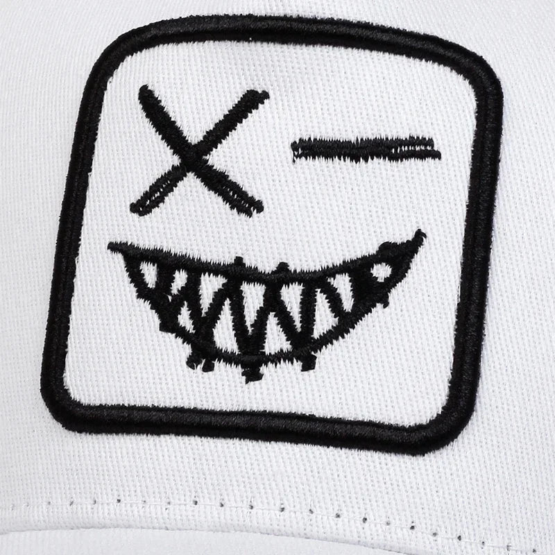 Unisex X Smiling Face Teeth Embroidery Baseball Net Caps Spring Summer Outdoor Sunscreen Hat Adjustable Casual Trucker Hats