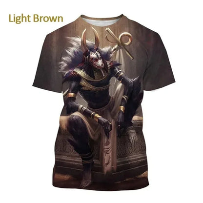 Grim Reaper Anubis T-shirts 3D-tryckt forntida egyptisk gud T-shirt Egyptens öga Farao Mode Harajuku kortärmad T-shirt