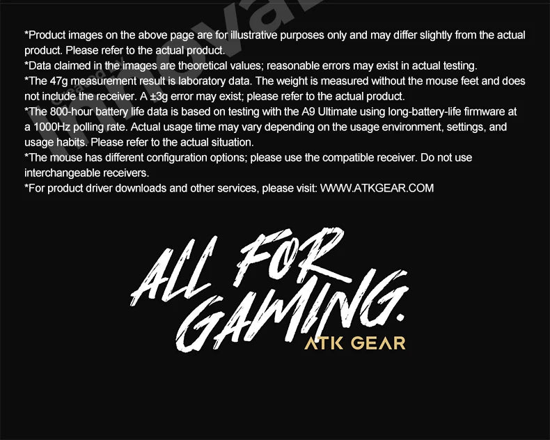 ATK Dragonfly A9 Ultimate vezeték nélküli gaming egér A9 Air PAW3950, ultrakönnyű ergonomikus e-sport gamer FPS egér CSGO-hoz A9 Ultra