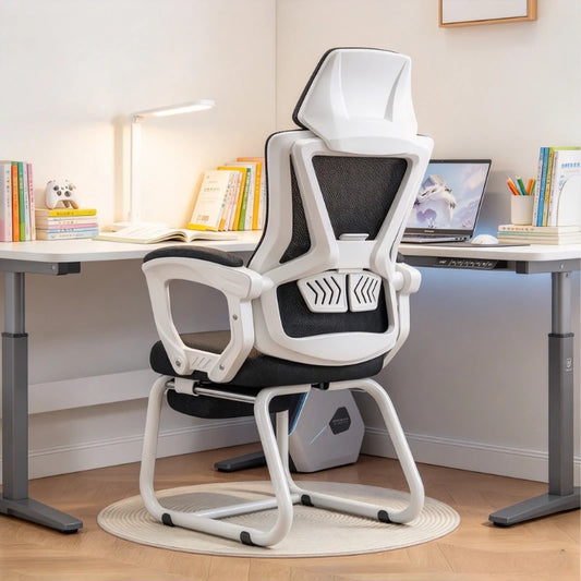 Chaise de bureau ergonomique, chaise d'ordinateur confortable et rembourrée pour la maison, chaise d'étude réglable et inclinable en forme d'arc pour un usage domestique