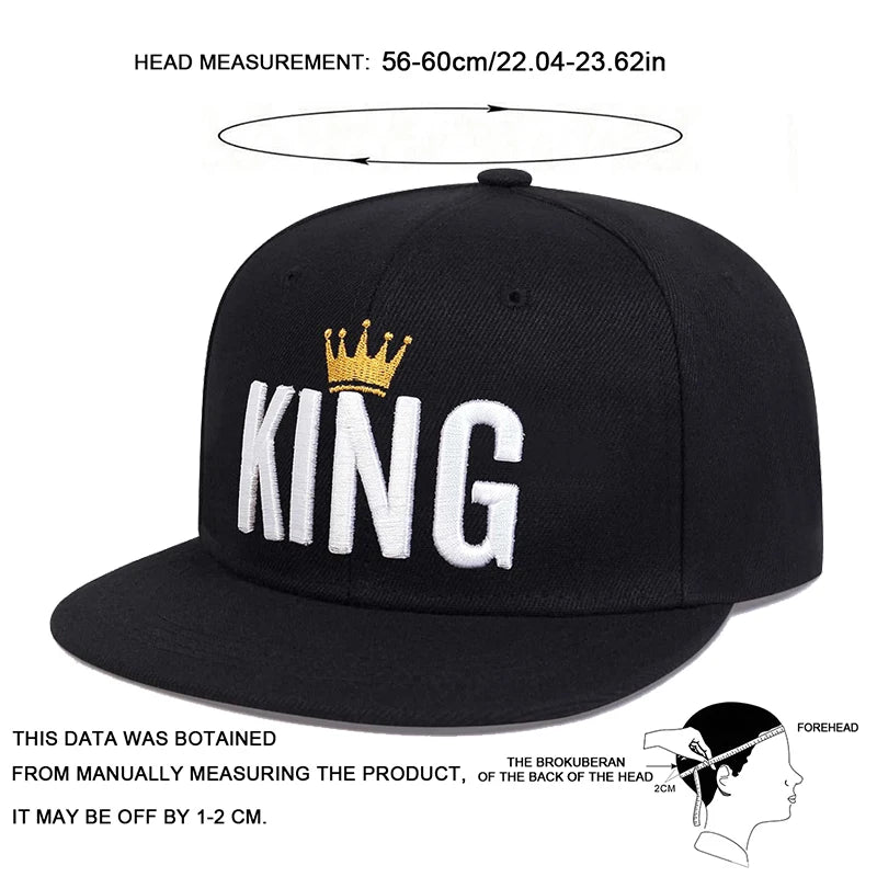 Unisex Crown KING Embroidery Hip-hop Hats Spring Autumn Outdoor Adjustable Casual Baseball Caps Trucker Caps Sunscreen Hat