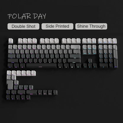 Novas Keycaps para Teclado Mecânico Gaming 60/64/84/98/108 com Switch MX, 135 Teclas OEM PBT, Gravação Lateral, Gradiente Vermelho e Preto