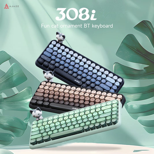 Tastiera wireless Ajazz 308I 18/84 tasti con keycap rotondi, tastiera Bluetooth portatile 2.4GHz con tastierino numerico per tablet, laptop e Android