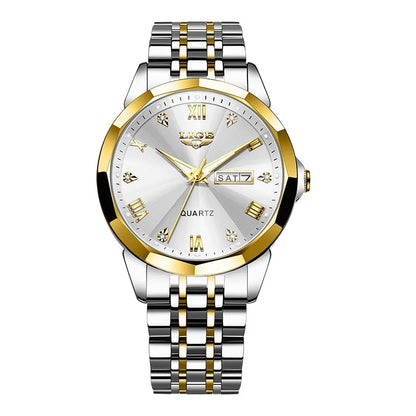 Relógio de pulso de quartzo para mulher LIGE – Elegante e luxuoso, com indicação da data e do dia da semana – Relógio simples e à prova de água, ideal como presente para mulher