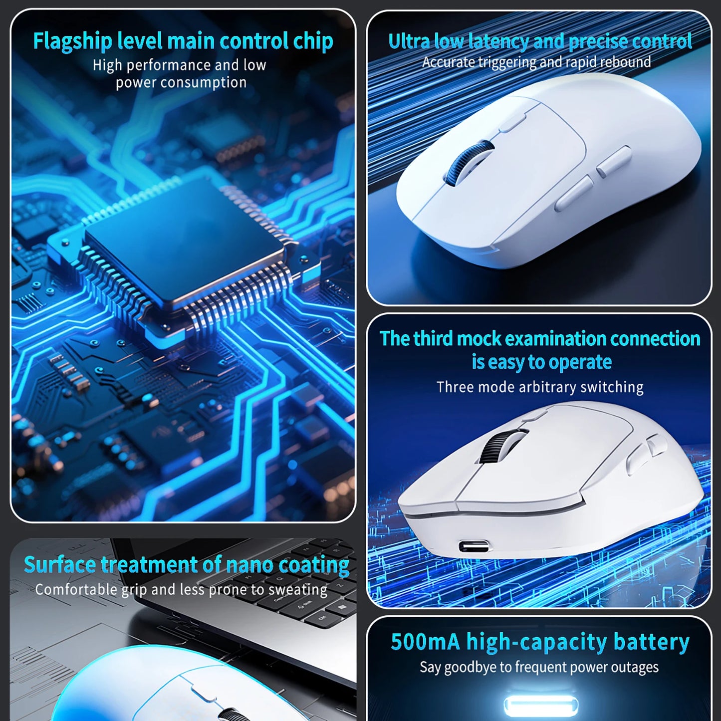 Геймърска Bluetooth мишка, презареждаема Gamer Paw3395, лека ергономична безжична мишка за Esport