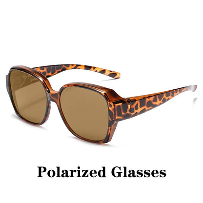 Fashion Round Polarized Sunglasses Cover Over Myopia Prescription Glasses Portable Men Women Vintage Fishing Driving Eyewear