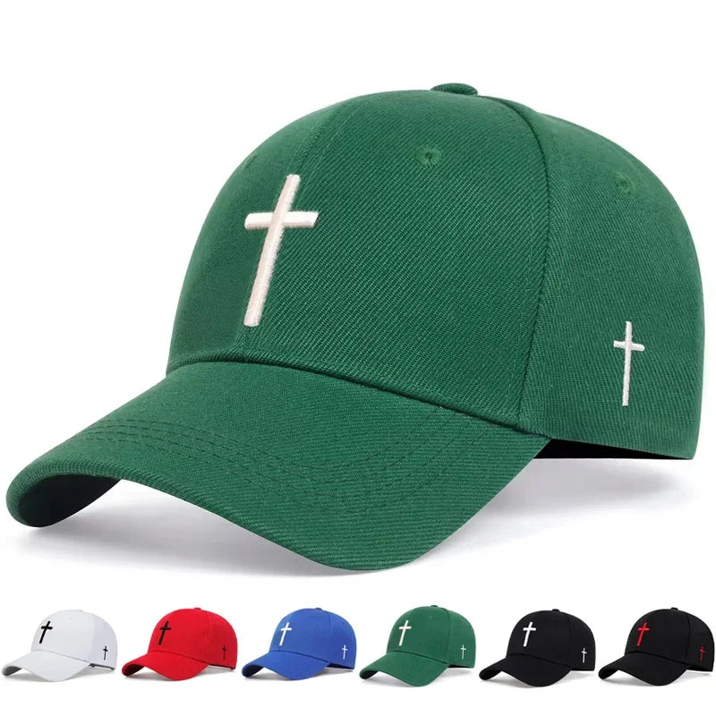 Unisex Cross Embroidery Baseball Caps Outdoor Adjustable Spring and Autumn Casual Sunscreen Hat