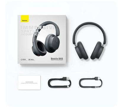Baseus Bowie D05 Wireless Bluetooth 5.3 Headphones – HiFi Stereo Foldable 70H Battery Over-Ear Headset with Deep Bass & Dual Connection