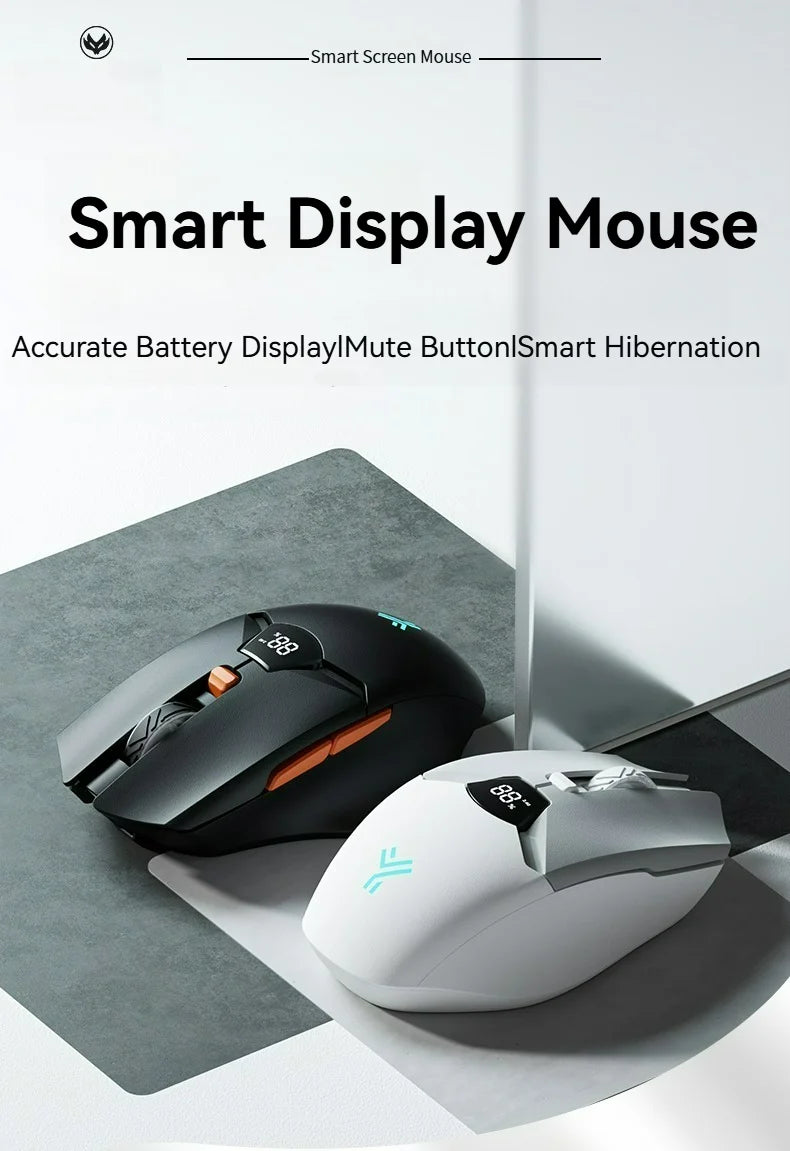 2.4G Bluetooth draadloze muis met schermweergave, 600mAh batterij met grote capaciteit en licht klinkende knoppen voor gaming en kantoor