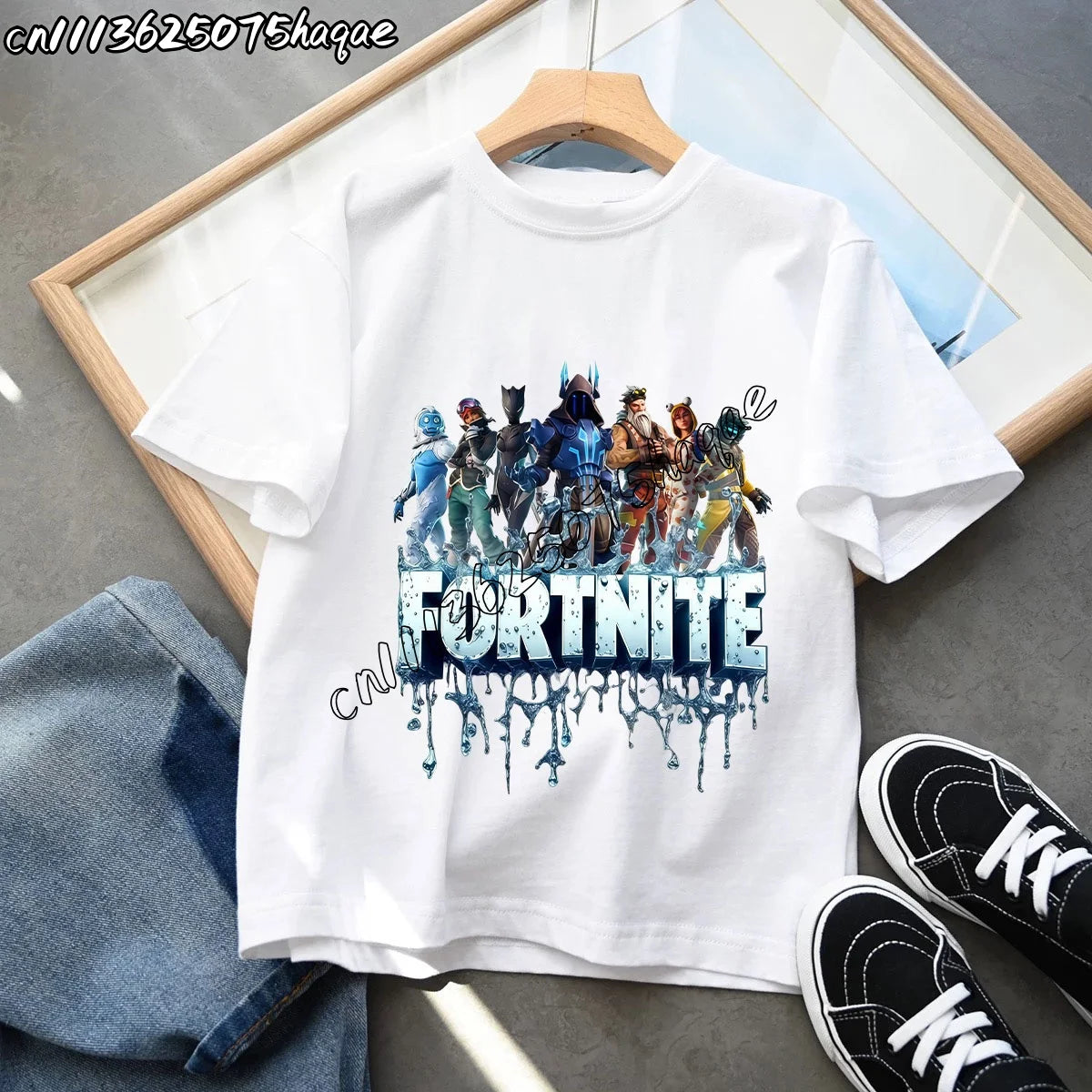 T-shirts Infantis Fortnite Novidade de Verão, T-shirt com Figura de Desenho Animado, Estampado Gráfico, Casual e Desportivo, Manga Curta, Tops Desportivos para Criança, Roupa para Rapazes